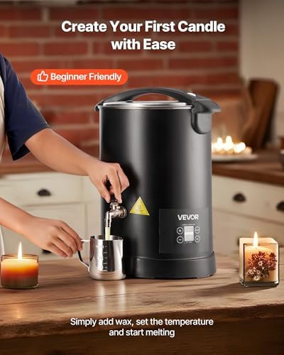 VEVOR 20 Lbs Wax Melter for Candle Making, Fast and Even Heating, with Easy Pour Spout and Temp Digital Display, Hourglass Base for Non-Stick Smooth Flow, Wax Melting Pot for Making Candles Soaps - Image 2