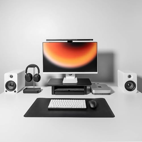 Raico Desk Shelf Setup Mini Monitor Stand, Compact Black Wood Organiser, Ergonomic Home Office Accessory (Black | 18.8 Inches) - Image 2
