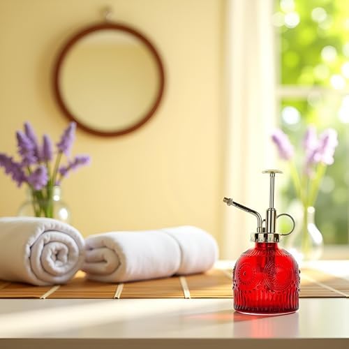 Glass Plant Mister Spray Bottle, 230ML Vintage Plant Spritzer, Succulent Watering Bottle Glass with Top Pump, Small Plants Sprayer Watering Can for Indoor Outdoor House(Red) - Image 3