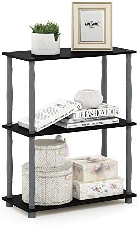Furinno Turn-N-Tube 3-Tier Compact Multipurpose Shelf Display Rack with Classic Tube, Black/Grey by Furinno-FitsYourSpaceFitsYourBudget