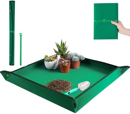 Plant Repotting Mat for Indoor Plants Transplanting Table Top Gardener Portable Potting Tray Potting Soil Tidy Tray Succulents Bonsai Planting Gardening Mat Garden Gifts for Women 29.5"x29.5" by FocusonGardeningProjects