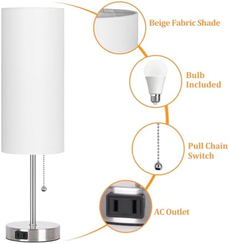 Dott Arts 18" Table Lamp for Bedroom, 3-Color Bedside Lamps with Pull Chain - Image 4