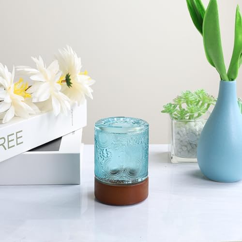 Mini Soft Warm Light Lamp Battery Operated Portable Night Light with Timer, Small Glass Vintage Dim Sleep Nightlights, Battery Powered Wireless Night Lights for Adults (1), Blue, M2-1-6 - Image 4