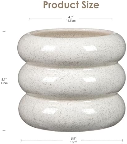 Briful Ceramic Planter Pot, 6 Inch Bubble Planter with Drainage Hole, Large Flower Planter Pots for Indoor Plants Outdoor, Home Office Modern Décor(Creamy White) - Image 2