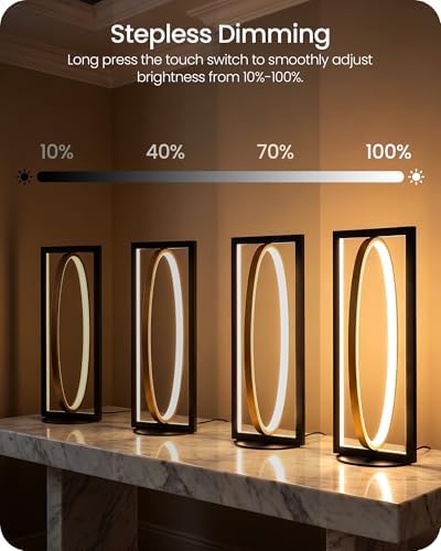 Modern LED Table Lamp, Dimmable Minimalist Bedside Lamp, 3 Color Temperatures, Angle Adjustable, Cute Desk Lamp, Nightstand Lamp for Living Room, Bedroom, Office, Black and Gold D62TL05 - Image 4