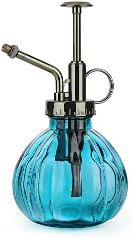 T4U Glass Plant Mister 200ML, Vintage Spray Bottle with Top Pump Fine Mist Flower Garden Sprayer Small Decorative Spritzer Watering Can Gift for Indoor Outdoor Succulent House Plant (Blue) by T4U
