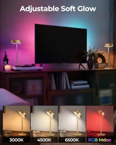 EZVALO Cordless Ambient Lighting, Rechargeable Table Lamp, Battery Operated - Image 6