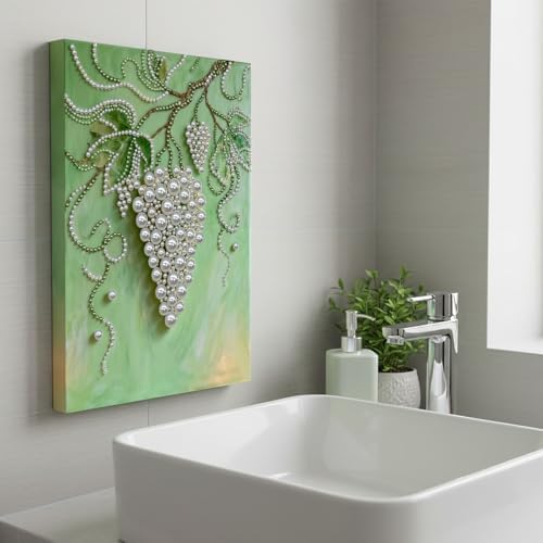 LQCrafK DIY Pearl Art Painting Handcraft Kit for Adults Beginners, Creative Design, Healing Stress-Relieving Home Wall Decoration, with Framed Painting and Tools-Grape - Image 4