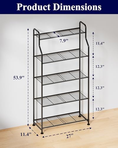 Kitsure Metal Plant Stand Indoor & Outdoor, 27" Wide - 5 Tier, Black - Image 2
