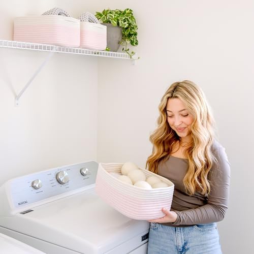 NaturalCozy 13.5”x8.5”x5.5” Rectangle Storage Baskets for Shelves 3 Pack | Cotton Rope Woven Small Baskets for Organizing | Small Storage Bins for Nursery, Bathroom, Closet, Shelf, Decorative - Image 4