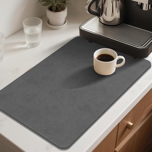 Findosom Dish Drying Mat, 12" x 20" Super Absorbent Coffee Mat, Dark Grey - Image 3