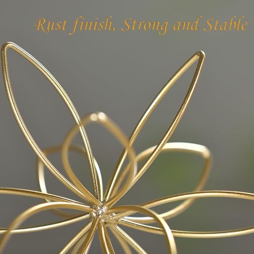 8" Gold Decorative Sphere, Metal Floral Tabletop Sculpture, Abstract Tabletop Decorative Ball for Home Metal Sphere Decor - Image 4