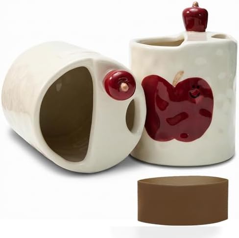 Cute Ceramic Coffee Mug with Silicone Sleeve, Coffee Lover Gift by KOIMYSA