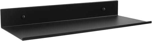 Z metnal Small Adhesive Floating Shelves, Mini Metal Shelf, Decor Display Wall Shelf, Aluminum, Wall Mounted, Matt Black, 12 inch,1 pcs