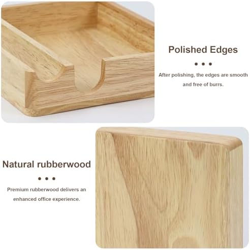 Buqoo Rubberwood Sticky Note Holder with Pen Slot 4x6 Memo Pad - Image 5