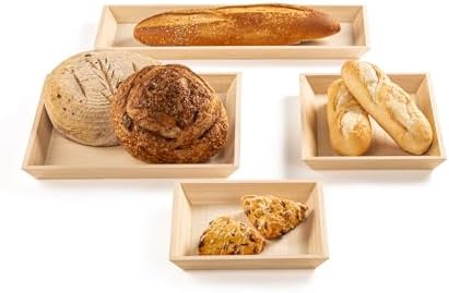 Hammont Wooden Serving Trays Set of 2, 16x16x1.25 Inches Natural Wood Serving Tray for Home Decor, Decorative Wooden Trays for Coffee Table, Ottoman, Kitchen Counter, Dining Table & Organization - Image 4