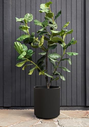 Veradek Mason Series Demi Planter - Large Round Planter for Indoor or Outdoor Patio/Balcony | Made from Plastic & Concrete with Drainage Holes | Modern Décor for Flowers, Trees, Tall Plants - Image 4