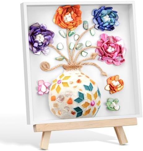 Fuyoooo DIY Vase Mosaic Painting Kit, 7.87 x 7.87 x 0.79 Inches DIY Arts and Craft Kits with Vase Flower Mosaic Painting Accessories, Handmade Sticker Gem Art Kit Gift Christmas Room Decor by Liraitoya