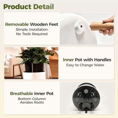 Bamworld Self Watering Pots for Indoor Plants with Water Level Indicator - Image 5