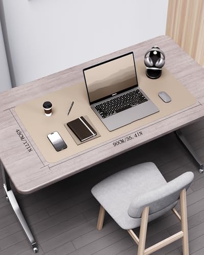 YSAGi Double-Sided Desk Pad, 31.5"x15.7" Leather Desk Mat, Eco Cork Desk Pad Protector,Large Mouse Pad,Waterproof Desk Blotter for Office/Home (Beige/Cork) - Image 2