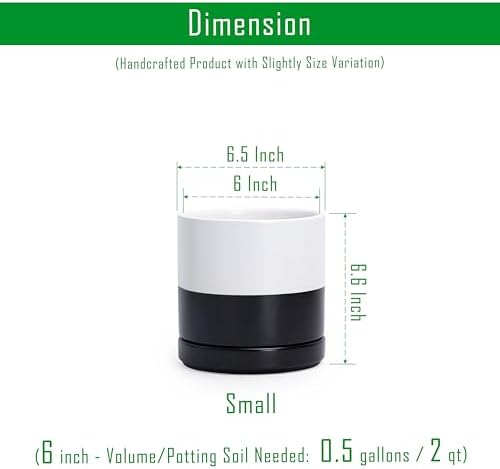 D'vine Dev 6.5 Inch Ceramic Planter Pot, Black White Two Tone, 94-O-C-L - Image 2