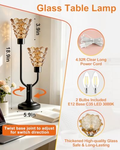 Lightdot Mid Century Modern Table Lamp Dimmable Vintage Black Lamp Gift - Image 3