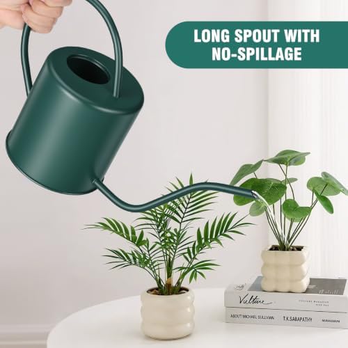 Plant Watering Can, 50 oz / 1500 ml Stainless Steel Metal - Modern Decorative with Long Spout for Indoor Potted Plants, Bonsai, Garden Flowers, Alpinegreen - Image 6
