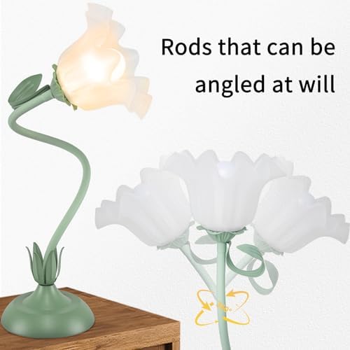 Cute Flower Desk Lamp, 3 Color Temperature Table Lamp with LED Bulb, Vintage Bedside Lamps, Reading Lamps with Soft Light for Bedroom, Living Room - Image 2