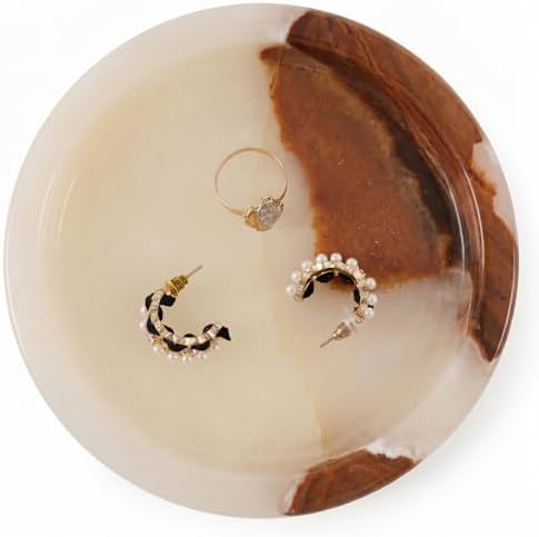 Marble Jewelry Dish, 5" Handmade Cream Onyx Ring Tray by SPESHSTONES
