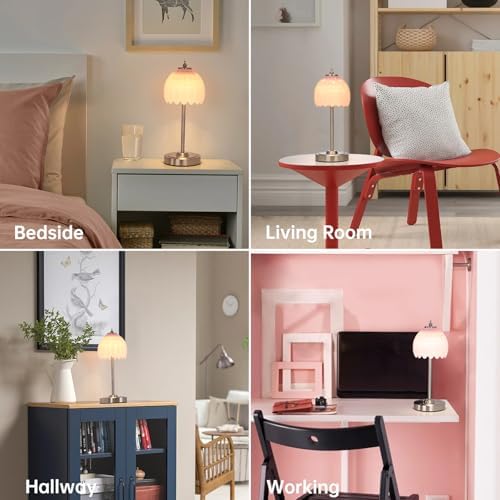 Shenmoyl Rechargeable Table Lamp with 5200mAh Battery & Touch Control - 3 Adjustable Color Temperatures, Cordless Dimmable Table Light for Bedroom, Office Desk, Nightstand (Creamy Pink,Silver Base) - Image 4