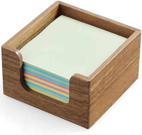 Bivvclaz Acacia Wood Sticky Note Holder, 3 x 3 Inch Post It Note Dispenser for Office Desk Accessories, Self Stick Note Pad Holder, Memo Pad Holder Dispenser Organizer for School Office Desk Supplies by Bivvclaz