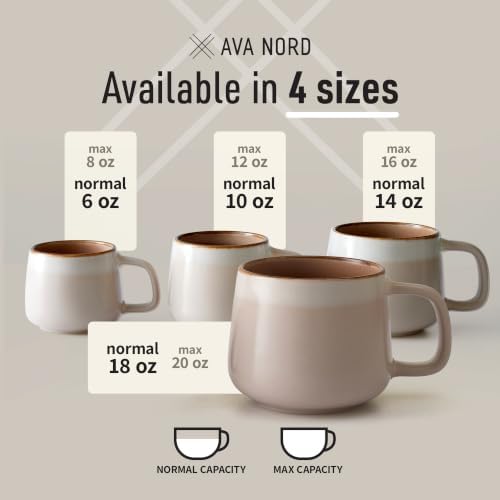 Ava Nord Small Stoneware Ceramic Coffee Mugs Set of 4-6 oz - Rose Sand - Image 5