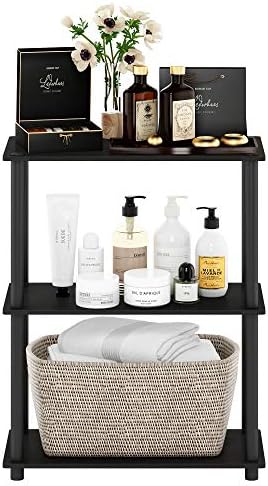 Furinno TURN-N-TUBE Storage Shelves, 3-Tier Book Shelf, Corner Shelf, Toolless Open Shelves, for Organization and Storage, Living Room, Garage, Home Office, Espresso - Image 4