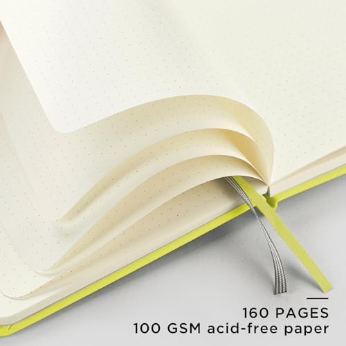 &And Per Se Dotted Journal Notebook, A5 Hardcover Leather Dotted Journal, 160 Pages 100gsm Thick Dot Grid Paper, 3 Sheets of Stickers Included - 5.7'' x 8'' (Emerald) - Image 4