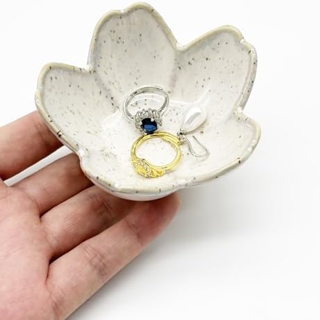 Ring Dish, Ceramic Jewelry Tray, Trinket Holder for Bathroom Nightstand, Small Decorative Bowl (Grey) - Image 7
