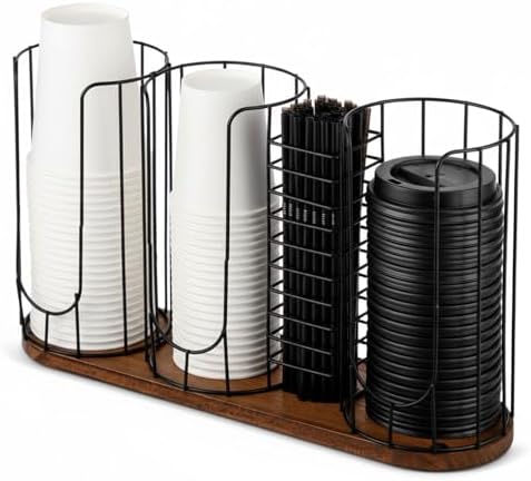 18oz Coffee Cup & Lid Dispenser with Base, 4-compartment Single, Color 1 by Geelin
