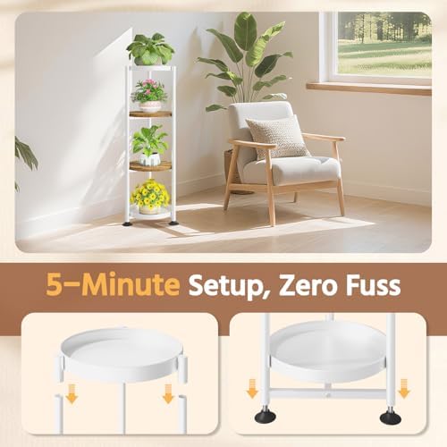 LASZOLA Plant Stand Tall Flower Holder for Indoor Corner, 4 Tier White - Image 3