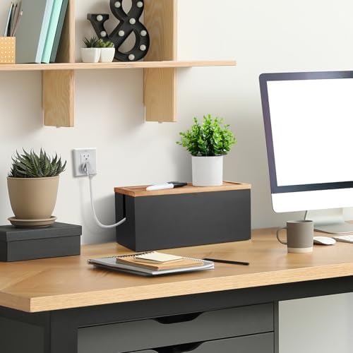 Bivvclaz Cable Management Box Medium, Wooden Cord Organizer Box for Desk, Floor, Office to Hide Extension Cords Power Stripes Surge Protectors Chargers Wires, Black - Image 5