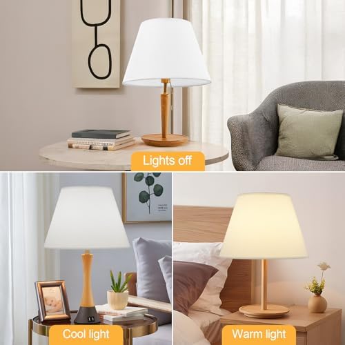 White Lamp Shade for Table Lamps, Small Empire Linen Textured Fabric Lampshade, 6 Inch Top 10 Inch Bottom 7 Inch High, Spider Fitter Replacement Shade for Bedside and Nightstand Lamps - Image 6
