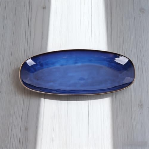 Blue Decorative Bowl – 11" Long Oval Ceramic Bowl, Ocean-Inspired Accent Dish for Keys, Jewelry, Candy or Fruit, Modern Blue Decor Tray for Entryway Table, Coffee Table, Kitchen Counter or Home Decor - Image 3