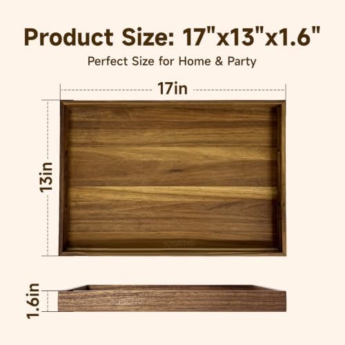 17'' Acacia Wood Serving Tray with Handles - Image 6