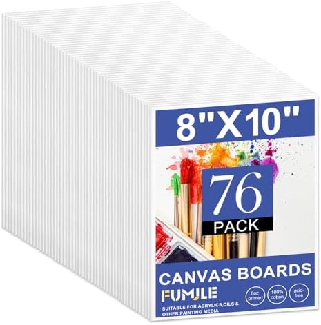 FUMILE Canvas for Painting 8x10, 76 Pack Canvas Boards for Painting Primed Acid Free Canvas Value Pack for Beginners & Artist, Canvas Bulk for Classroom and Painting Parties. by FUMILE