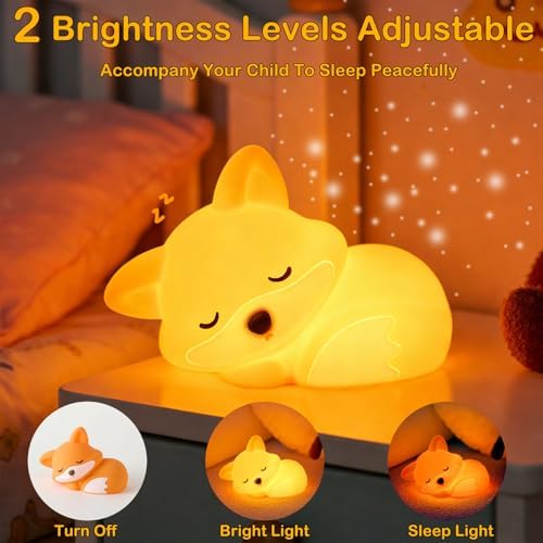 Fox Lamp, Fox Cute Night Light Gifts, Rechargeable Bedside Nightlight, Dimmable Squishy Silicone Animal Touch Lamp, Baby Room Decor, Small Night Light for Kids Teens Boys Girls Lovers - Image 3