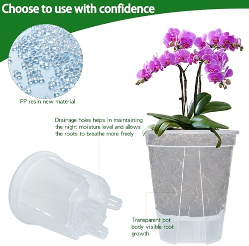 Cdd's Path 6-Pack Bare Root Planter Self Watering Pots Set with Holes for Indoor/Outdoor Plants, 2 Each of 5, 6 and 7 Inch Planter Pot with Watering Hole/Reservoir and Air Pipes, Clear - Image 4