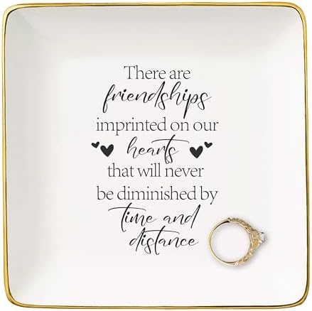 NZY Friendship Gifts for Woman,Best Friends,Bff,Soul Sisters Thank You Gift for Bestie,Friend Keepsake-Jewelry Tray Trinket Holder Ring Dish,There Are Friendships Imprinted On Our Hearts by NZY