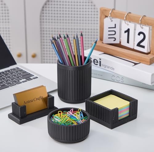 Set of 4 -Concrete Office Desk Accessories for Men-Modern Industrial Decor - Image 3