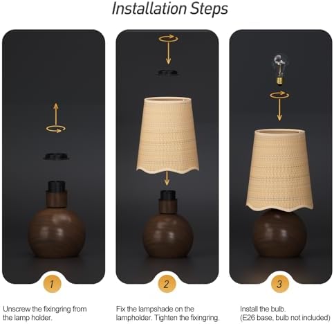 Minimalist Rattan Table Lamp, 11' Height, Woven Lampshade & E26 Socket Metal Base - Image 5