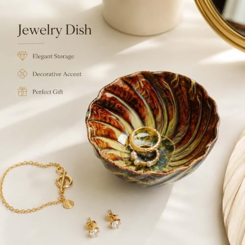 Brown Reactive Glaze Ceramic Jewelry Dish Tray,Ring Holder Dish Tray - Image 3