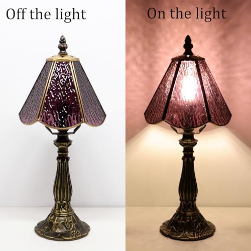 Tiffany Style Table Lamp Purple Rippled Stained Glass Lamp 14 Inch - Image 4