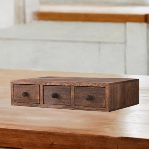 Wood Desktop Organizer Office Supplies Organizer with Drawer Versatile Cosmetic Organizer for Sticky Notes Stamps Paper Clips, 3 Drawer - Image 2